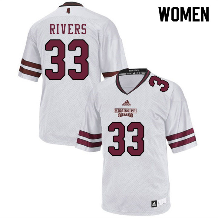 Women #33 Robert Rivers Mississippi State Bulldogs College Football Jerseys Sale-White